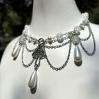 Olivenorma Freshwater Pearl Pendant Layered Choker Necklace