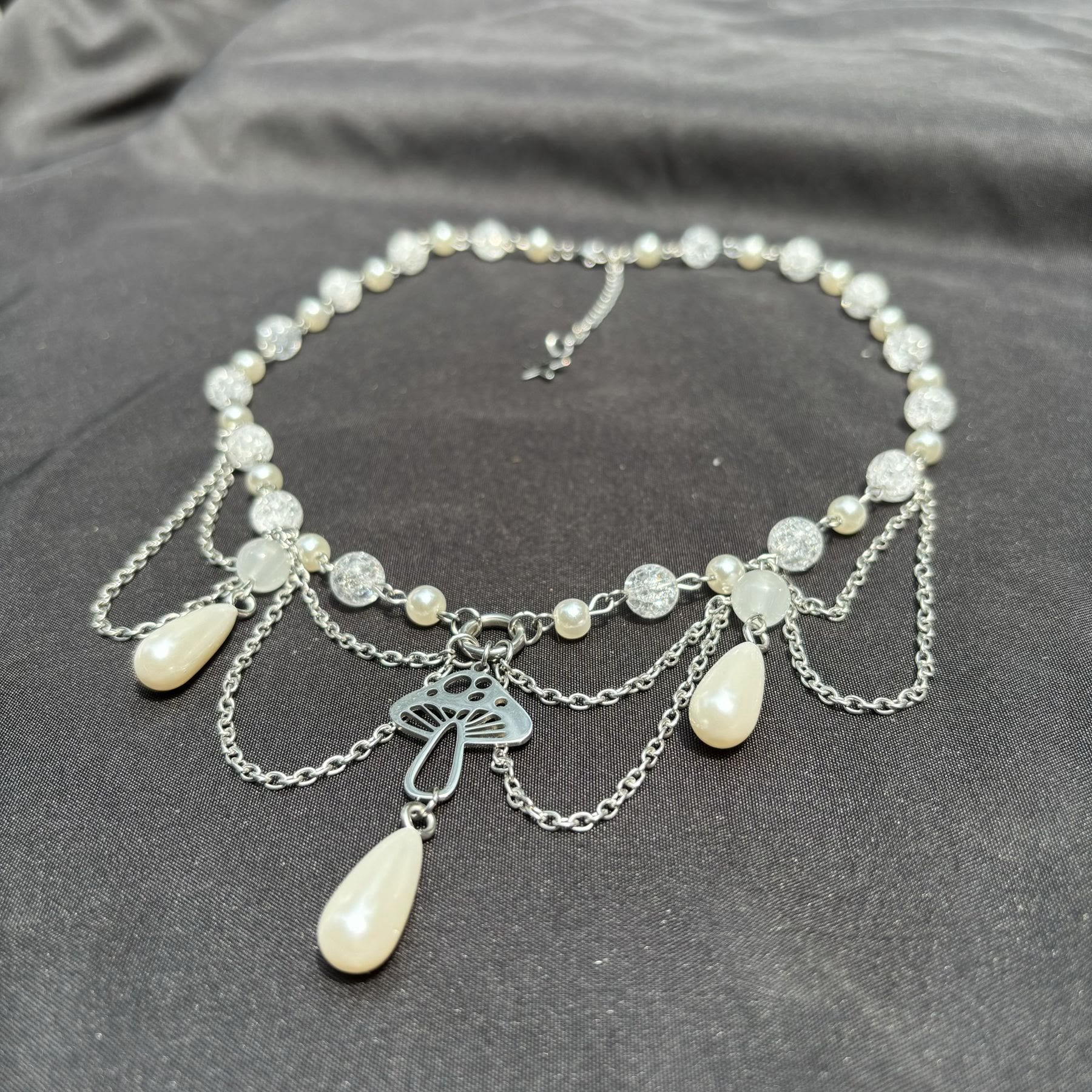 Olivenorma Freshwater Pearl Pendant Layered Choker Necklace