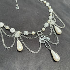 Olivenorma Freshwater Pearl Pendant Layered Choker Necklace