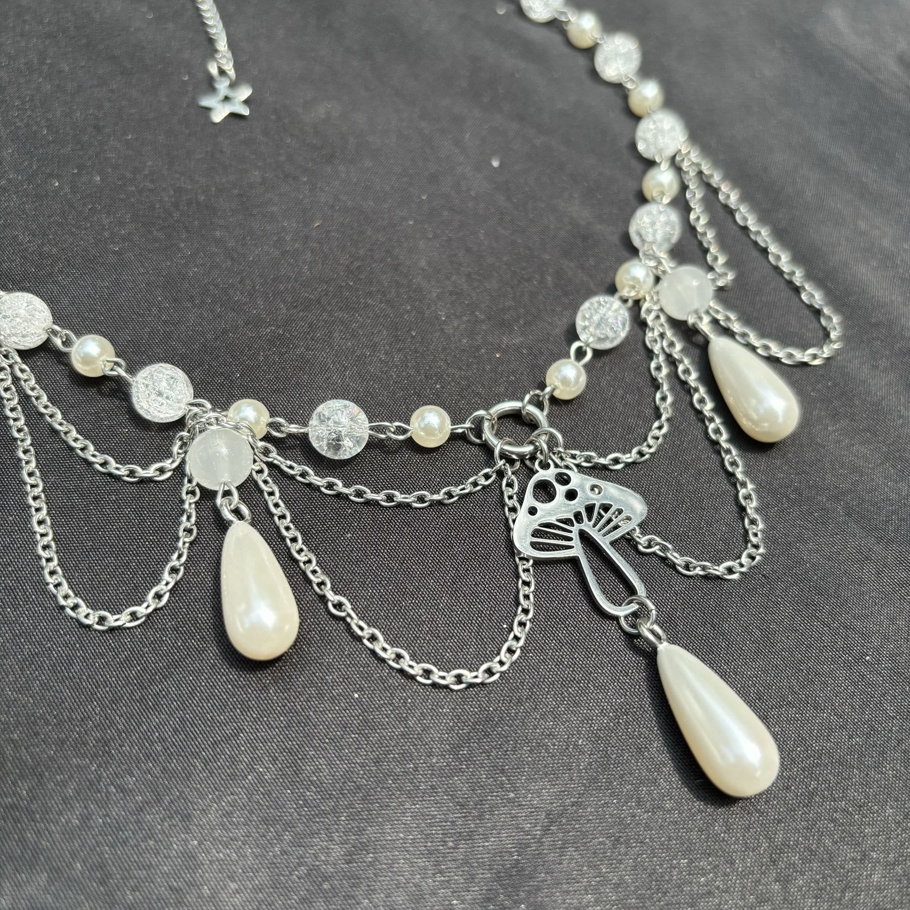 Olivenorma Freshwater Pearl Pendant Layered Choker Necklace