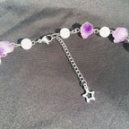 Olivenorma Amethyst Clear Crystal Butterfly Layered Choker Necklace