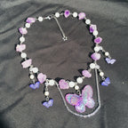 Olivenorma Amethyst Clear Crystal Butterfly Layered Choker Necklace