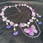 Olivenorma Amethyst Clear Crystal Butterfly Layered Choker Necklace