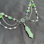 Olivenorma Green Aventurine Butterfly Pendant Layered Choker Necklace