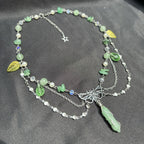 Olivenorma Green Aventurine Butterfly Pendant Layered Choker Necklace