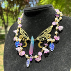 Olivenorma Amethyst Freshwater Pearl Butterfly Layered Choker Necklace