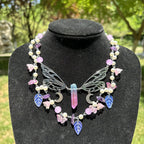 Olivenorma Amethyst Freshwater Pearl Butterfly Layered Choker Necklace
