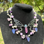 Olivenorma Amethyst Freshwater Pearl Butterfly Layered Choker Necklace