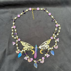 Olivenorma Amethyst Freshwater Pearl Butterfly Layered Choker Necklace