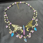 Olivenorma Amethyst Freshwater Pearl Butterfly Layered Choker Necklace
