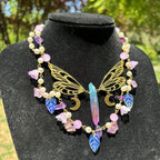 Olivenorma Amethyst Freshwater Pearl Butterfly Layered Choker Necklace