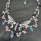 Olivenorma Amethyst Freshwater Pearl Butterfly Layered Choker Necklace
