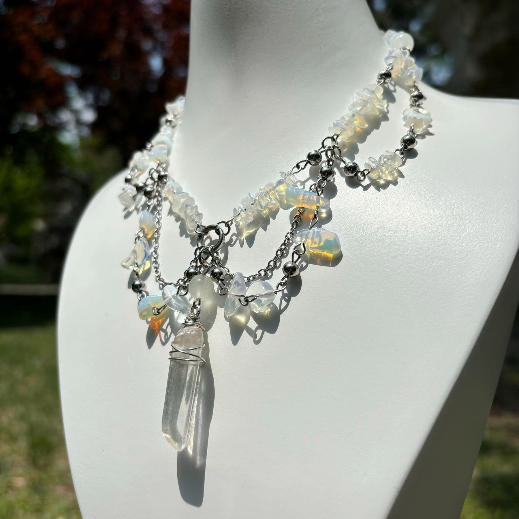 Olivenorma Natural Opalite Layered Choker Necklace