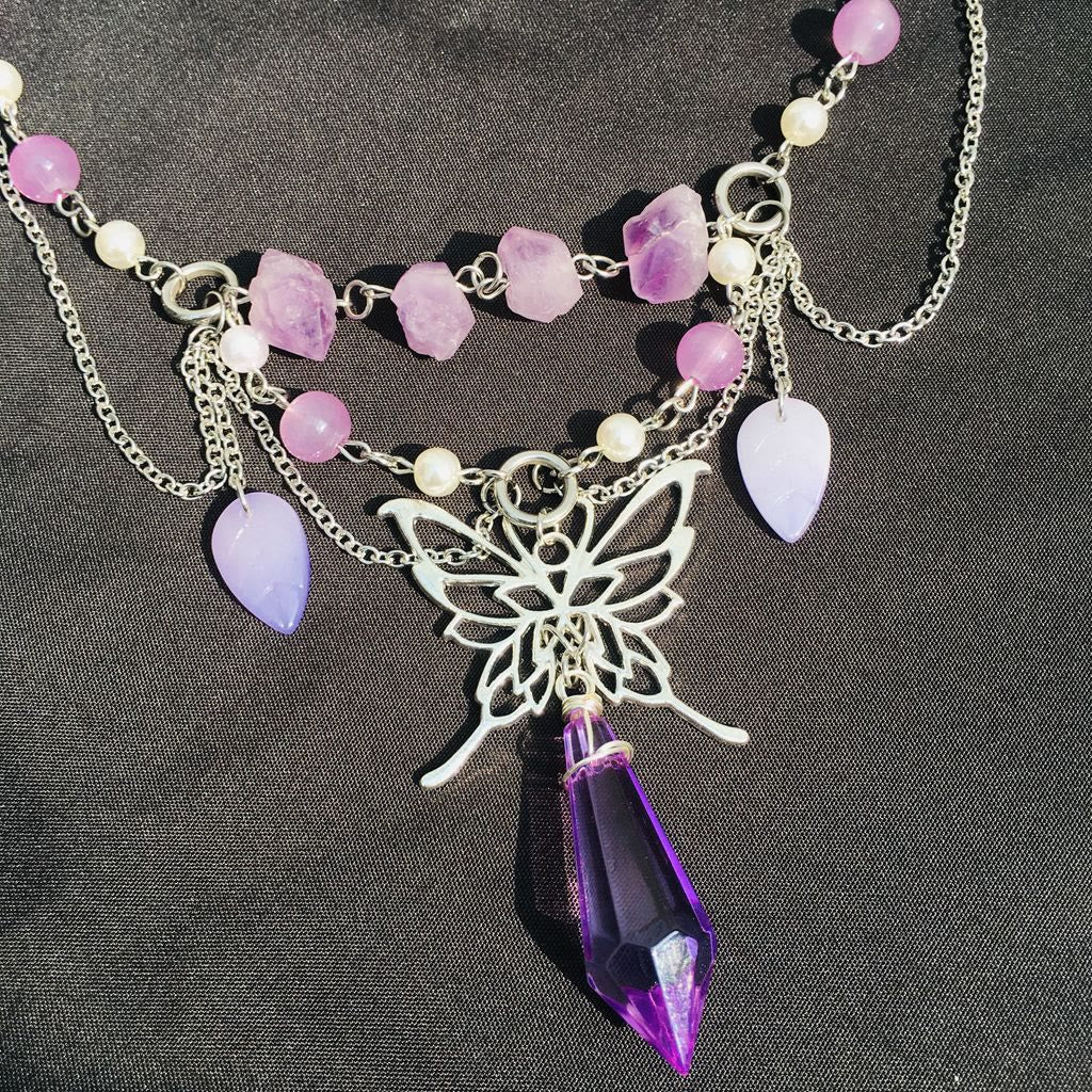 Olivenorma Amethyst Freshwater Pearl Layered Choker Necklace