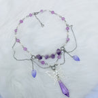 Olivenorma Amethyst Freshwater Pearl Layered Choker Necklace