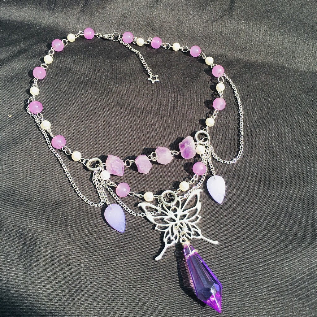 Olivenorma Amethyst Freshwater Pearl Layered Choker Necklace