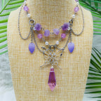 Olivenorma Amethyst Freshwater Pearl Layered Choker Necklace