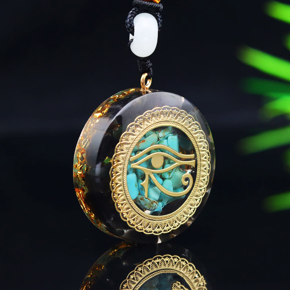 Olivenorma Black Onyx Turquoise Gravel Epoxy Orgone Necklace