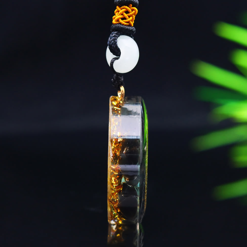 Olivenorma Black Onyx Turquoise Gravel Epoxy Orgone Necklace