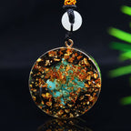 Olivenorma Black Onyx Turquoise Gravel Epoxy Orgone Necklace