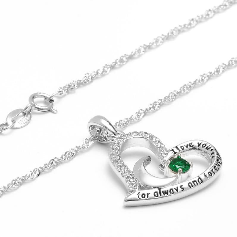 Olivenorma  "I Love you forever & always" S925 Silver Birthstone Necklace