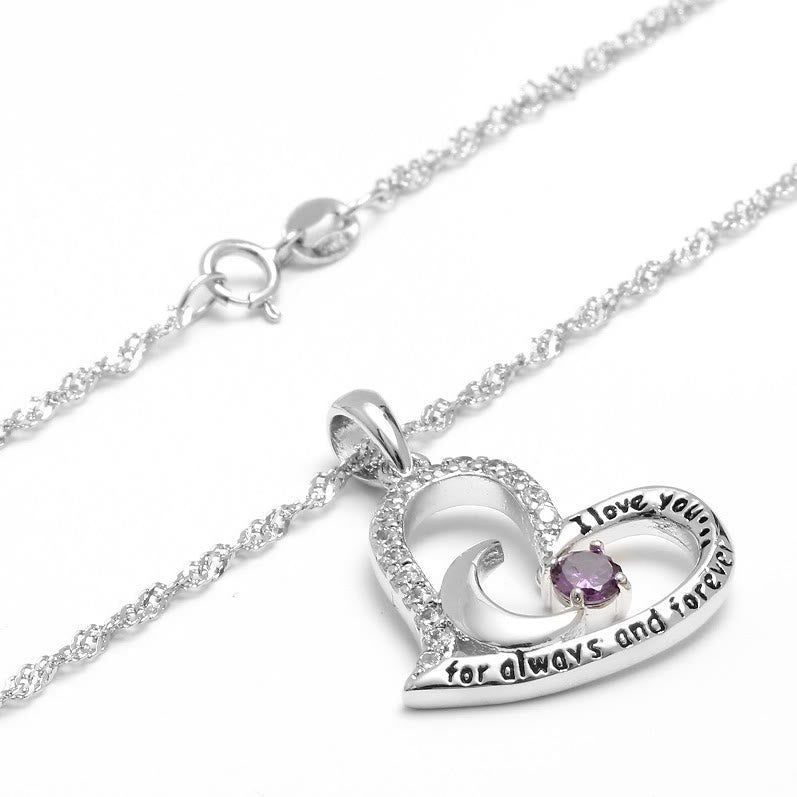 Olivenorma  "I Love you forever & always" S925 Silver Birthstone Necklace