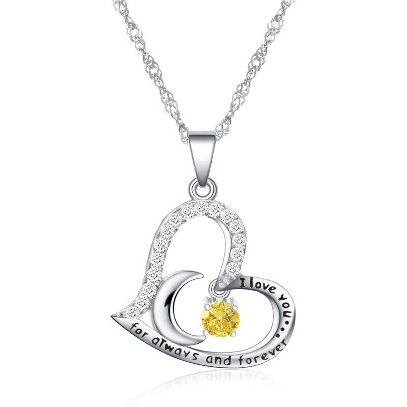Olivenorma  "I Love you forever & always" S925 Silver Birthstone Necklace
