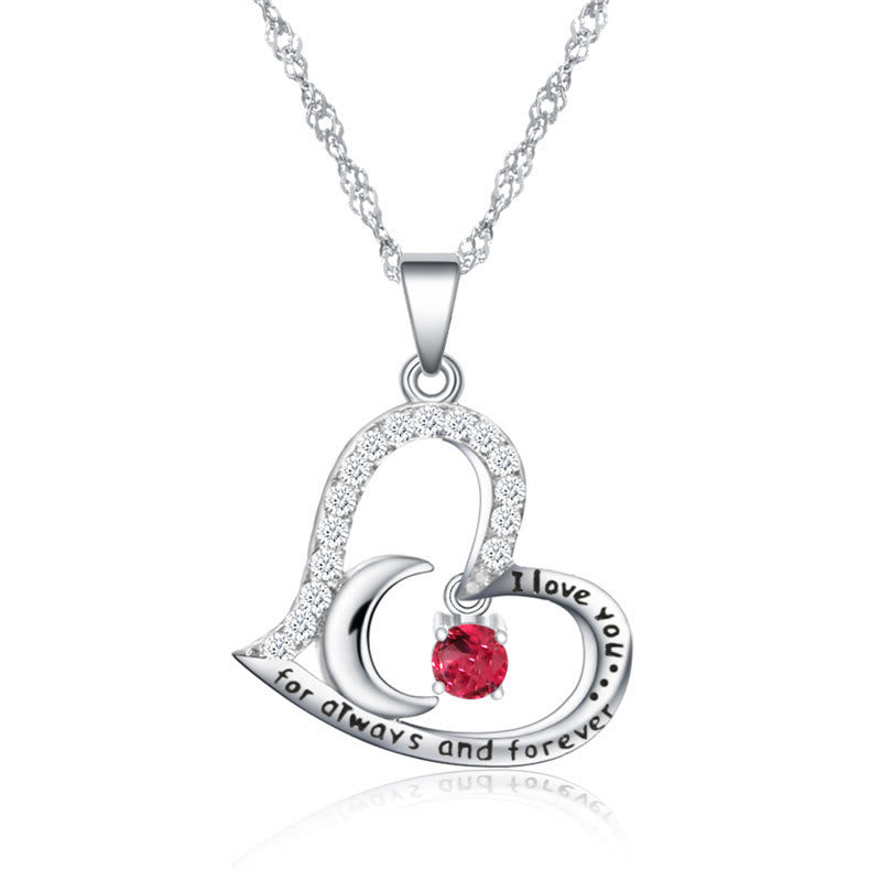Olivenorma  "I Love you forever & always" S925 Silver Birthstone Necklace