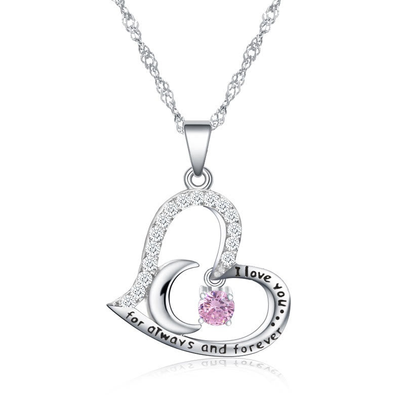 Olivenorma  "I Love you forever & always" S925 Silver Birthstone Necklace