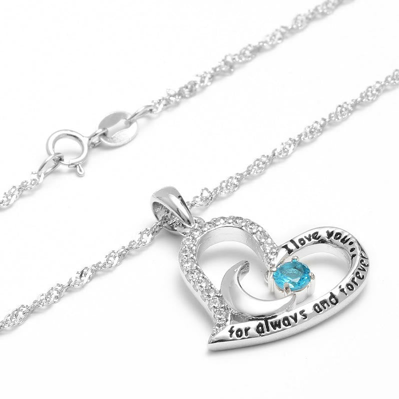 Olivenorma  "I Love you forever & always" S925 Silver Birthstone Necklace