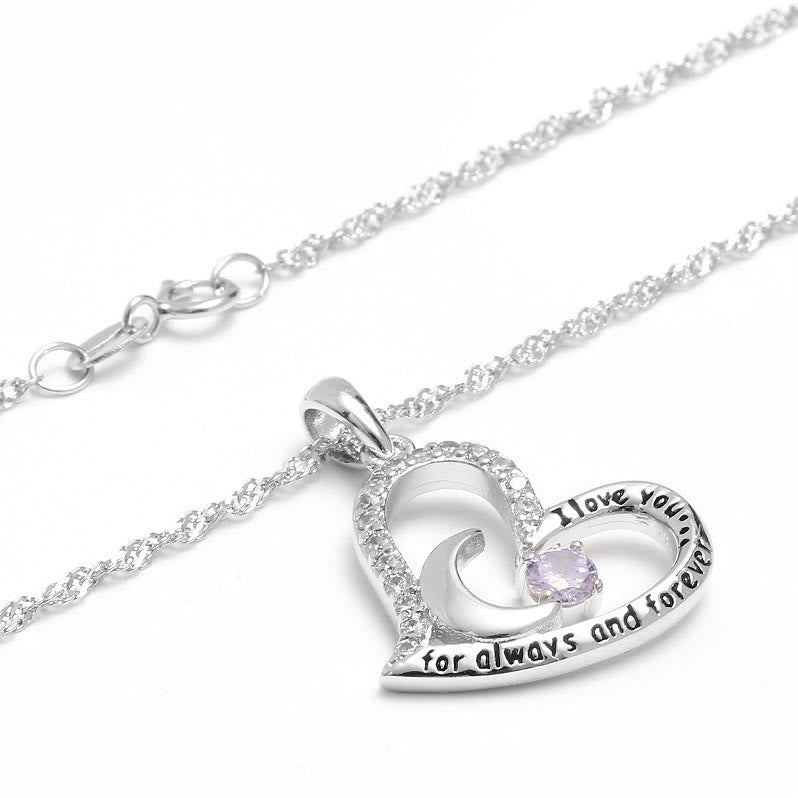 Olivenorma  "I Love you forever & always" S925 Silver Birthstone Necklace