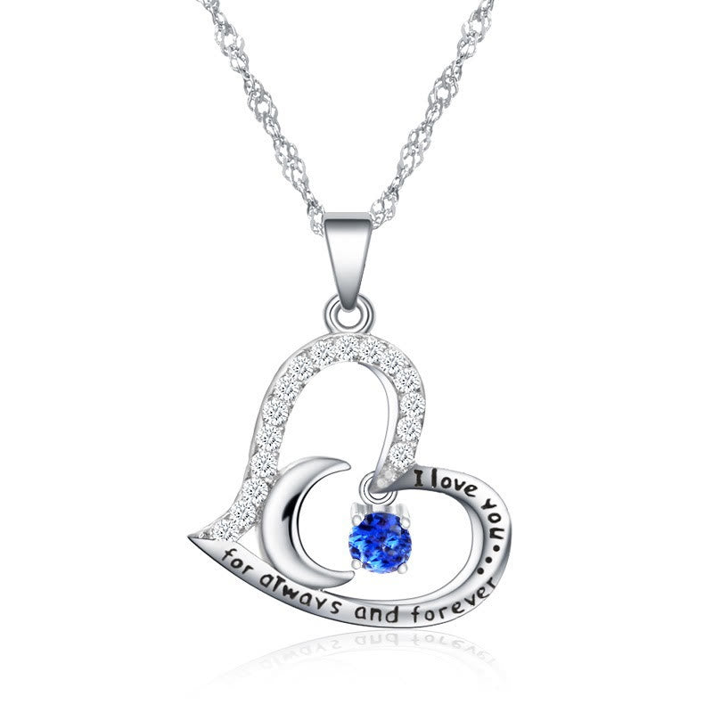 Olivenorma  "I Love you forever & always" S925 Silver Birthstone Necklace
