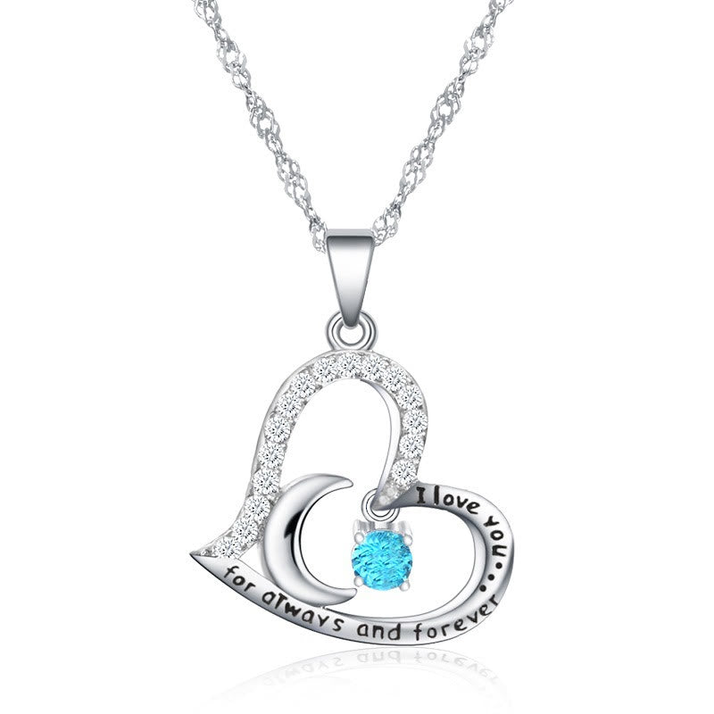 Olivenorma  "I Love you forever & always" S925 Silver Birthstone Necklace