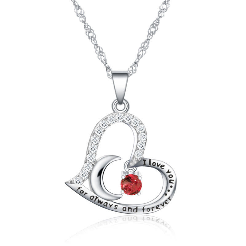 Olivenorma  "I Love you forever & always" S925 Silver Birthstone Necklace