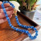 Olivenorma Blue Cat's Eye Stone Beaded Necklace