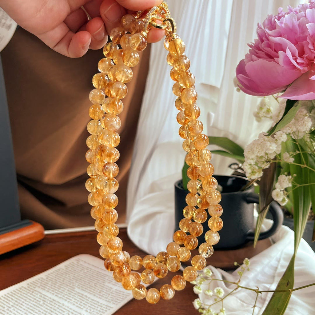 Olivenorma 10mm Natural Citrine Beads Bracelet Necklace