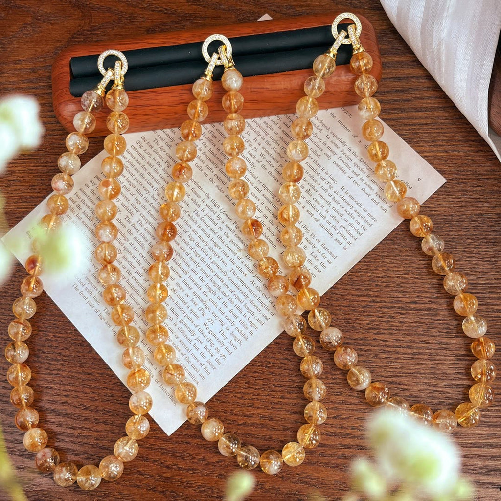 Olivenorma 10mm Natural Citrine Beads Bracelet Necklace