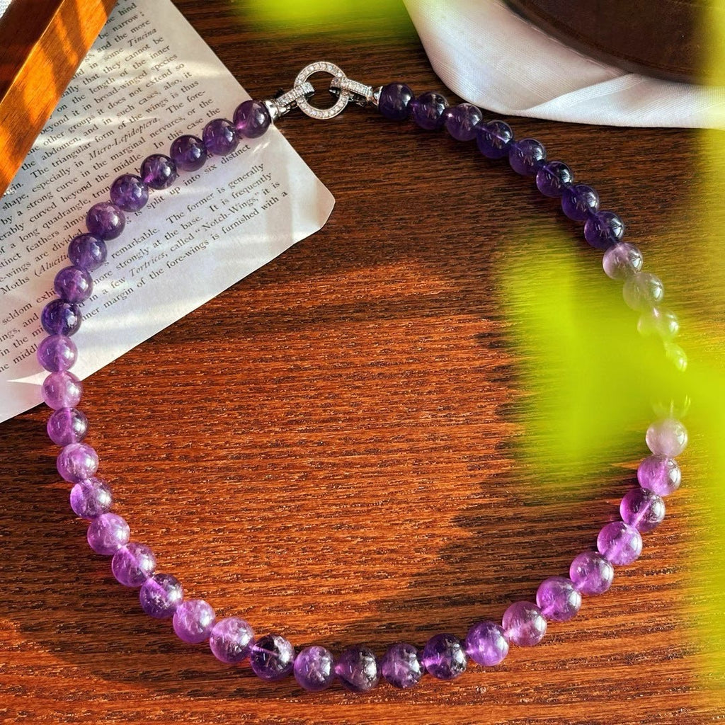 Olivenorma 6/8mm Natural Amethyst Bead Necklace