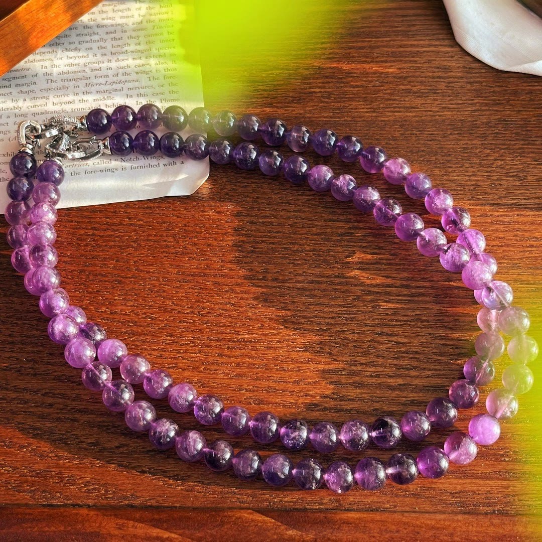 Olivenorma 6/8mm Natural Amethyst Bead Necklace