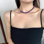 Olivenorma 6/8mm Natural Amethyst Bead Necklace
