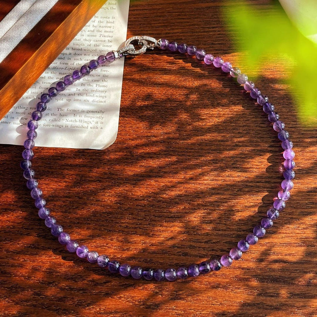 Olivenorma 6/8mm Natural Amethyst Bead Necklace