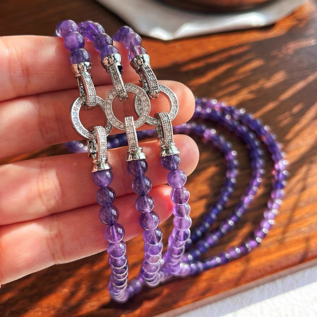 Olivenorma 6/8mm Natural Amethyst Bead Necklace