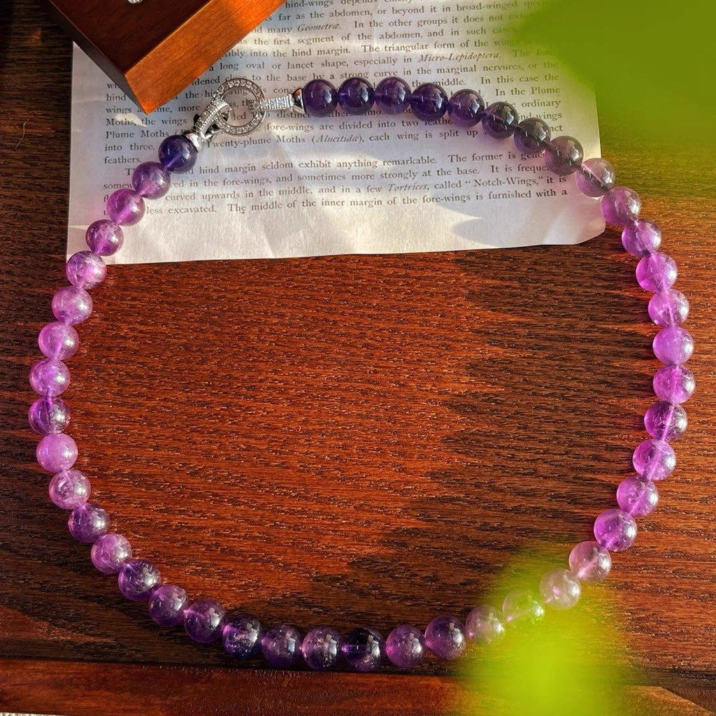 Olivenorma 6/8mm Natural Amethyst Bead Necklace