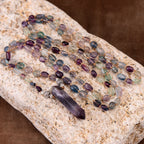Olivenorma Fluorite Beaded Amethyst Hexagonal Pendant Necklace