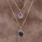 Olivenorma Natural Stone Double Chain Pendant Necklace