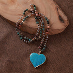 Olivenorma Natural White Turquoise Heart Pendant Necklace