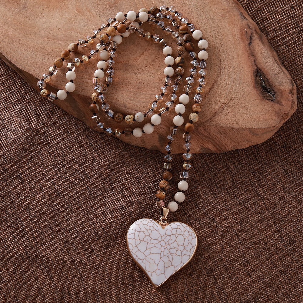 Olivenorma Natural White Turquoise Heart Pendant Necklace