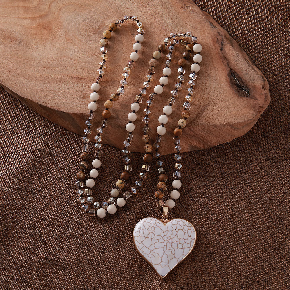 Olivenorma Natural White Turquoise Heart Pendant Necklace