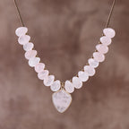 Olivenorma Amethyst Rose Quartz Beaded Heart Pendant Necklace