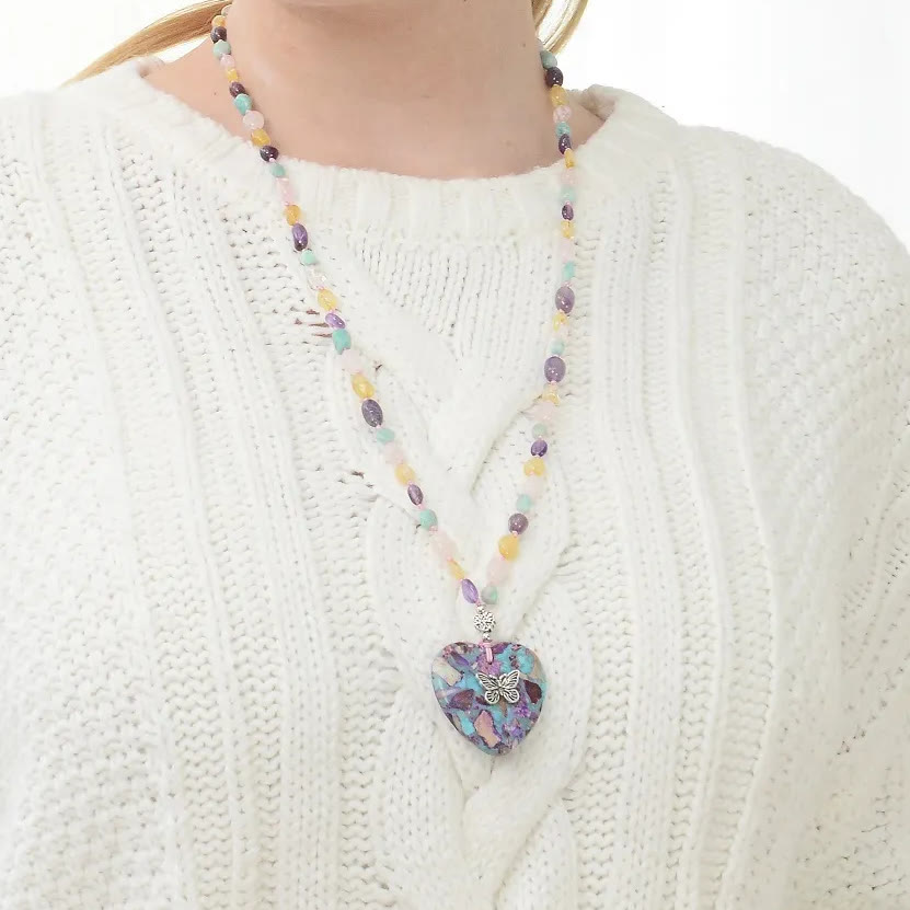 Olivenorma Amethyst Amazonite Citrine Rose Quartz Beaded Necklace